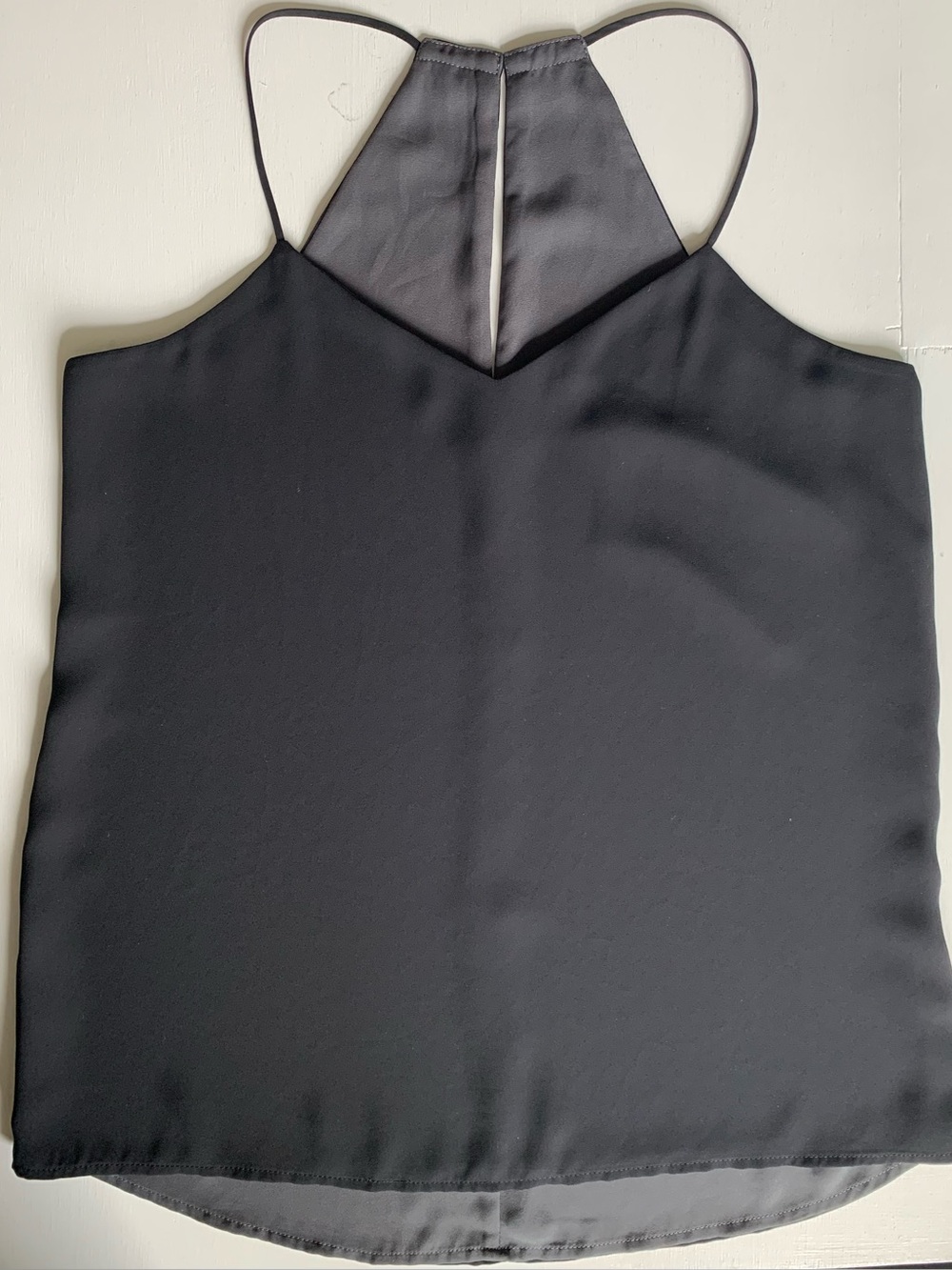 Crepe Halter Neck Cami Tank Top - Black/ grey reversible Small